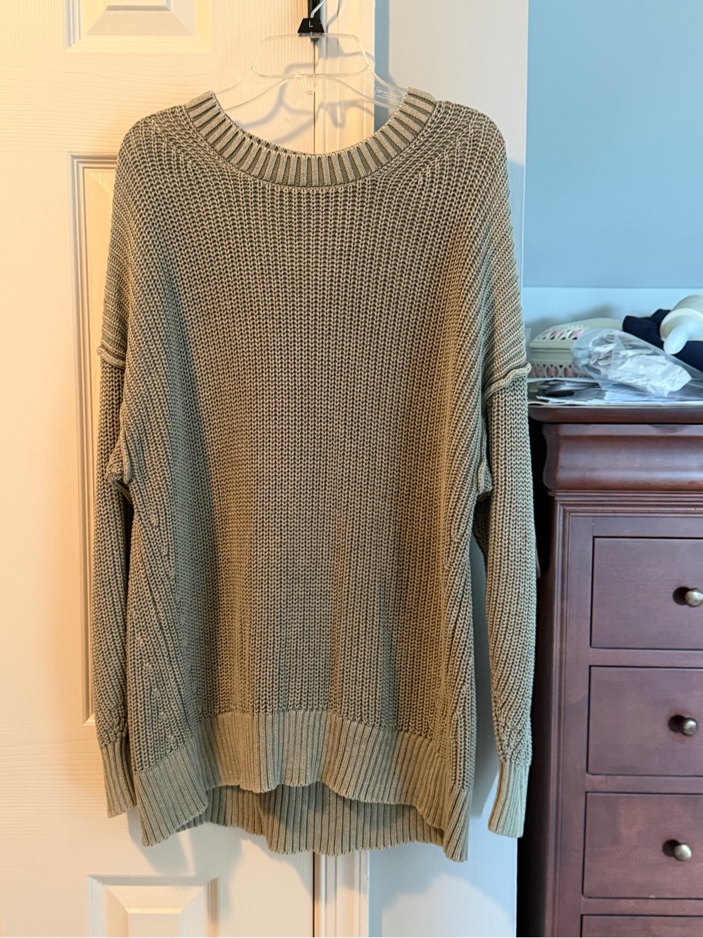 Women's Oversized Knit Sweater in Olive Green